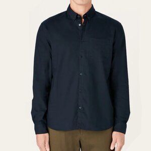 L' estrange Navy Button Up Long Sleeve Shirt in Medium